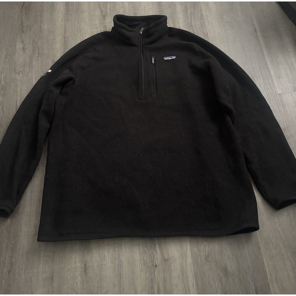 Patagonia Men’s Black Sweater Quarter-Zip Fleece Pullover Jacket Size XL